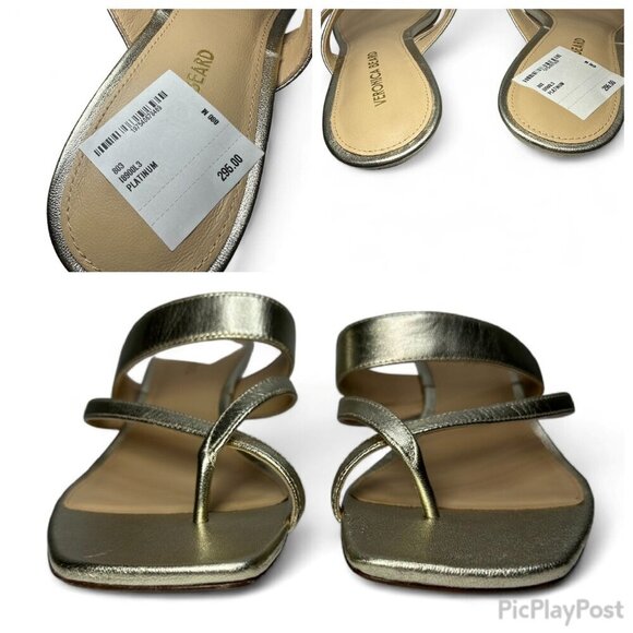 VERONICA BEARD Alanis Strappy Slip On Mid Heel Sandals, Gold, Size 8, NWOB - Picture 13 of 13